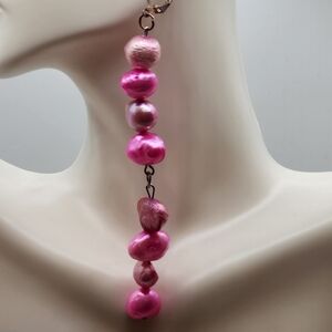 Chic Pink Pearl Dangle Earrings